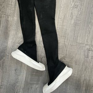 Rick Owens Black Sock Sneakers with White Platform Soles